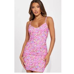NWT Fashion Nova Forever Floral Pink and Purple Floral Mini Dress SZ M